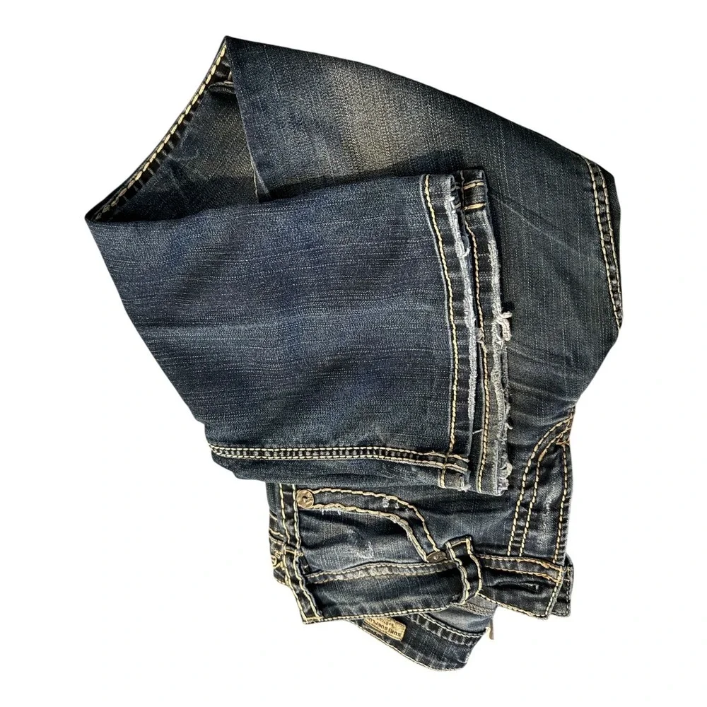 Silver Jeans Suki Surplus Bootcut Dark Wash Denim Jeans Size 30x29 Faded thighs - Picture 2 of 10